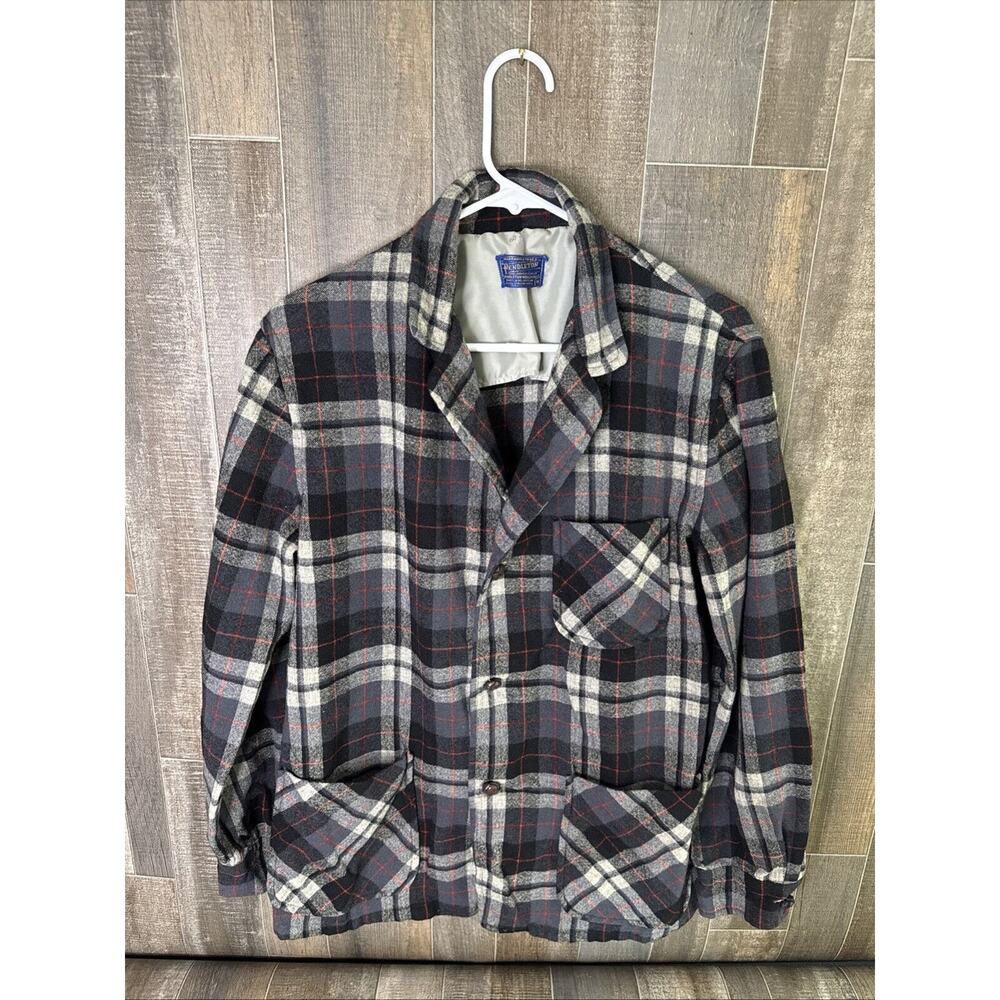 Rare‎ Vintage 80s Pendleton 100% Wool Tartan Plaid Flannel Blazer